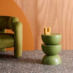 sweeek Side table, end table, bedside table metal Ø32 x H46.5cm in Green - thumbnail 2