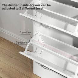 HOMCOM Shoe Cabinet w/ 4 Drawers Shoe Storage Organiser for 18 Pairs Black in White - thumbnail 5