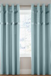 Catherine Lansfield 'Sequin Cluster' Lined Eyelet Curtains in Blue - Size: 168 cm width x 183 cm drop - thumbnail 1