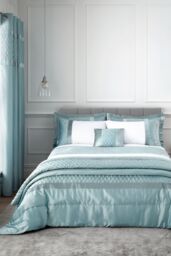 Catherine Lansfield 'Sequin Cluster' Lined Eyelet Curtains in Blue - Size: 168 cm width x 183 cm drop - thumbnail 3