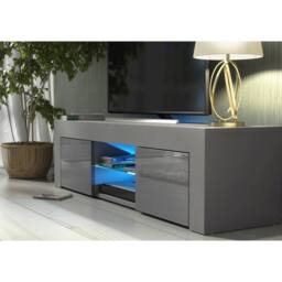 Mex Furniture LTD TV Unit Loom 130cm - Dark Grey with Gloss Doors & LED Lights - thumbnail 3