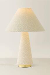 ValueLights Martha Conical Lamp Shade Velvet Boucle Fabric Table Lamp with Bulb in Cream - thumbnail 3