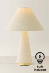 ValueLights Martha Conical Lamp Shade Velvet Boucle Fabric Table Lamp with Bulb in Cream - thumbnail 1