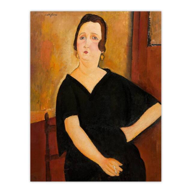 "Artery8 Madame Amedee Portrait Modigliani Vintage Wall Art Print Poster in Brown - Size: W12"" x H16""" - image 1