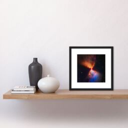 Artery8 NASA James Webb Telescope Catches Fiery Hourglass New Star Forms Protostar Square Wooden Framed Wall Art Print Picture 8X8 Inch in Black - thumbnail 2