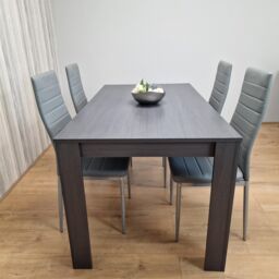 KOSY KOALA Modern Charcoal Dining Table Set with 4 Grey Faux Leather Chairs Dining Room Furniture in Brown - thumbnail 9