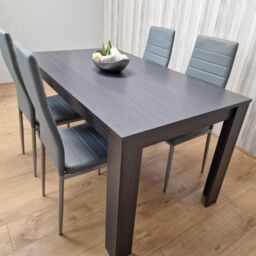KOSY KOALA Modern Charcoal Dining Table Set with 4 Grey Faux Leather Chairs Dining Room Furniture in Brown - thumbnail 5