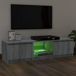 Berkfield Home TV Cabinet with LED Lights Grey Sonoma 120x30x35.5 cm - thumbnail 4