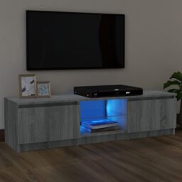 Berkfield Home TV Cabinet with LED Lights Grey Sonoma 120x30x35.5 cm - thumbnail 1