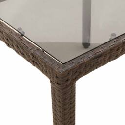 Berkfield Home Garden Table with Glass Top Brown 190x90x75 cm Poly Rattan - Size: 190 x 90 x 75 cm - thumbnail 8