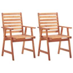 Berkfield Home Outdoor Dining Chairs 2 pcs Solid Acacia Wood in Brown - thumbnail 1