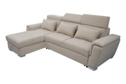 Interior Emporium Ltd Antonio Velvet Corner Sofa Bed with Storage & USB - Universal Sofa - Left/Right Sofa (Beige) in Beige - thumbnail 3
