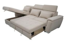Interior Emporium Ltd Antonio Velvet Corner Sofa Bed with Storage & USB - Universal Sofa - Left/Right Sofa (Beige) in Beige - thumbnail 4