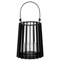 Hill Interiors Lynk Glass Lantern Candle Holder 50cm x 22cm x 22cm in Black - Size: 50 cm x 22 cm x 22 cm - thumbnail 2