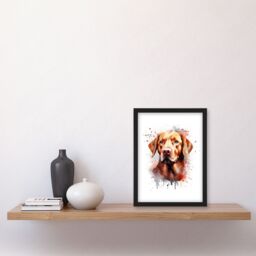 "Artery8 Wall Art Print Red Labrador Retriever Lovers Gift Watercolour Pet Portrait Painting Artwork Art Framed - Size: W12"" x H16""" - thumbnail 4