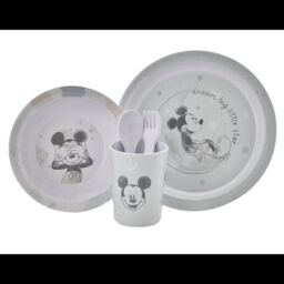 Disney Mickey Baby 5 Piece Melamine Feeding Set Cup Bowl Plate Cutlery Blue - thumbnail 1