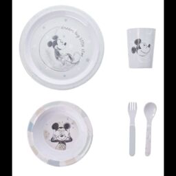 Disney Mickey Baby 5 Piece Melamine Feeding Set Cup Bowl Plate Cutlery Blue - thumbnail 3