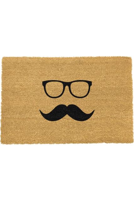 Artsy Mats Mustache & Glasses Doormat in Black - Size: 40 cm x 60 cm - image 1