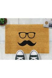 Artsy Mats Mustache & Glasses Doormat in Black - Size: 40 cm x 60 cm - thumbnail 3