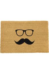 Artsy Mats Mustache & Glasses Doormat in Black - Size: 40 cm x 60 cm - thumbnail 1