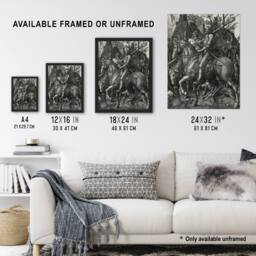 Artery8 Knight Death & the Devil Albrecht Durer Framed Wall Art Print in Grey - Size: A4 - thumbnail 3