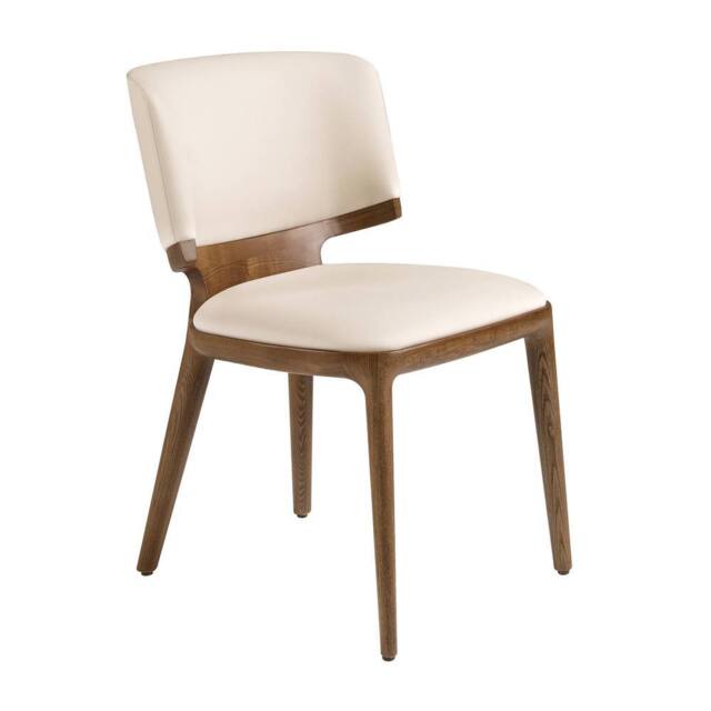 Angel Cerda Cream Leatherette Dining Chair with Walnut Legs - image 1