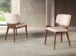Angel Cerda Cream Leatherette Dining Chair with Walnut Legs - thumbnail 3