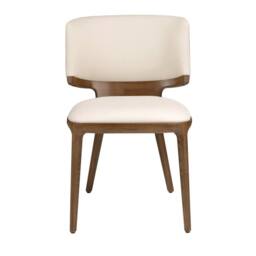 Angel Cerda Cream Leatherette Dining Chair with Walnut Legs - thumbnail 2