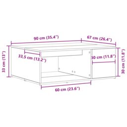 Berkfield Home Coffee Table Black Oak 90x67x33 cm Engineered Wood - Size: 90 x 67 x 33 cm - thumbnail 9