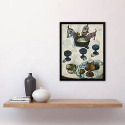 Artery8 Paul Gauguin Still Life with Three Puppies Framed Art Picture Print in White - Size: A3 - thumbnail 2