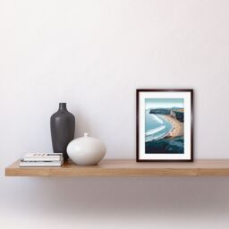 "Artery8 Wall Art Print Rhossili Bay Cliffs Over Beach Coastal Landscape Artwork Framed 9X7 Inch in Brown - Size: W7"" x H9""" - thumbnail 2