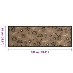 Berkfield Home Kitchen Rug Washable Morning Brown 60x180 cm Velvet - thumbnail 5
