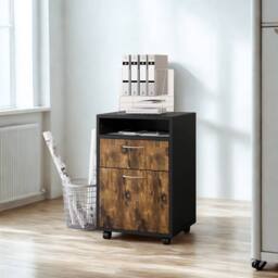 FURNOS 2 Drawer Portable Rolling Filing Cabinet With Shelf in Brown - thumbnail 2