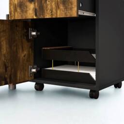 FURNOS 2 Drawer Portable Rolling Filing Cabinet With Shelf in Brown - thumbnail 6