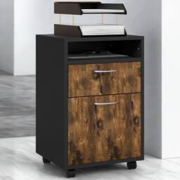 FURNOS 2 Drawer Portable Rolling Filing Cabinet With Shelf in Brown - thumbnail 5