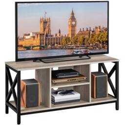 "KORVIXA TV Stand Cabinet for 50"" TV 106cm Wide Entertainment Center in Grey - Size: 0.6m2" - thumbnail 1