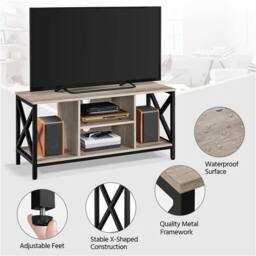"KORVIXA TV Stand Cabinet for 50"" TV 106cm Wide Entertainment Center in Grey - Size: 0.6m2" - thumbnail 4