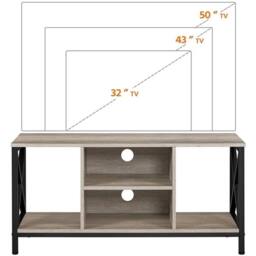 "KORVIXA TV Stand Cabinet for 50"" TV 106cm Wide Entertainment Center in Grey - Size: 0.6m2" - thumbnail 3