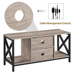 "KORVIXA TV Stand Cabinet for 50"" TV 106cm Wide Entertainment Center in Grey - Size: 0.6m2" - thumbnail 5