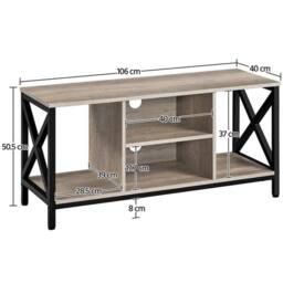 "KORVIXA TV Stand Cabinet for 50"" TV 106cm Wide Entertainment Center in Grey - Size: 0.6m2" - thumbnail 2