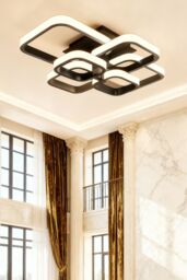Living and Home Contemporary LED Light-adjusted Semi Flush Ceiling Light in Black - thumbnail 1