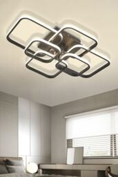 Living and Home Contemporary LED Light-adjusted Semi Flush Ceiling Light in Black - thumbnail 3