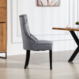 Artemis Home Genola Velvet Fabric Dining Chairs - Set of 2 in Grey - Size: 2 Pack - thumbnail 3