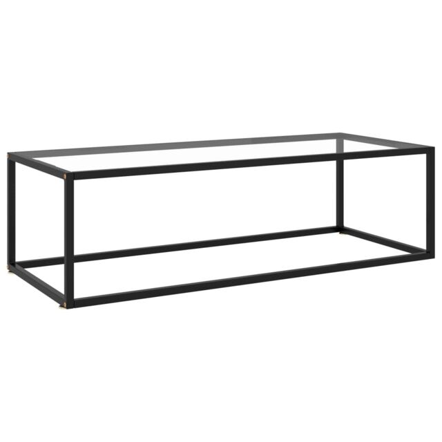 Berkfield Home Coffee Table Black with Tempered Glass 120x50x35 cm - Size: 120 x 50 x 35 cm - image 1