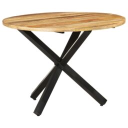 Berkfield Home Dining Table Round 100x100x75 cm Rough Mango Wood in Brown - Size: 100 x 100 x 75 cm