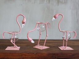KDMD Hydroponic Home Decor - Pink Metal Flamingo Des 1 in Maroon - thumbnail 4