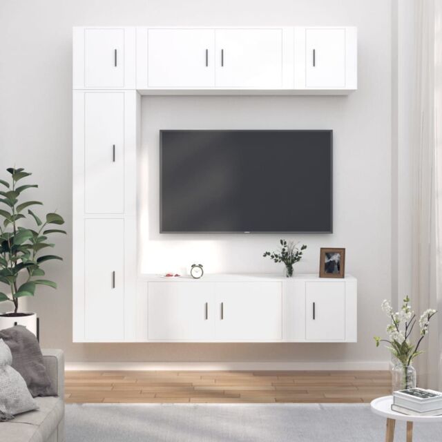 Berkfield Home 7 Piece TV Cabinet Set White Engineered Wood - image 1