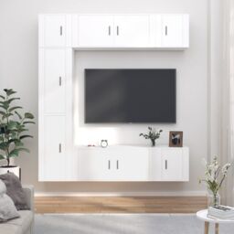 Berkfield Home 7 Piece TV Cabinet Set White Engineered Wood - thumbnail 1