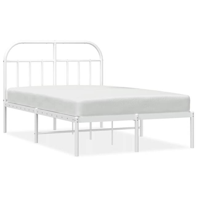 Berkfield Home Metal Bed Frame with Headboard White 135x190 cm Double - image 1