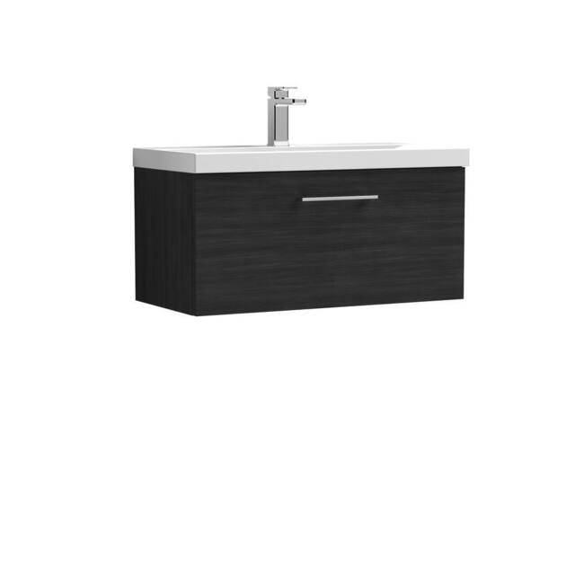 Balterley Bathroom 1 Soft Close Drawer Wall Hung Vanity Unit Basin, Black, 800mm in Black - image 1